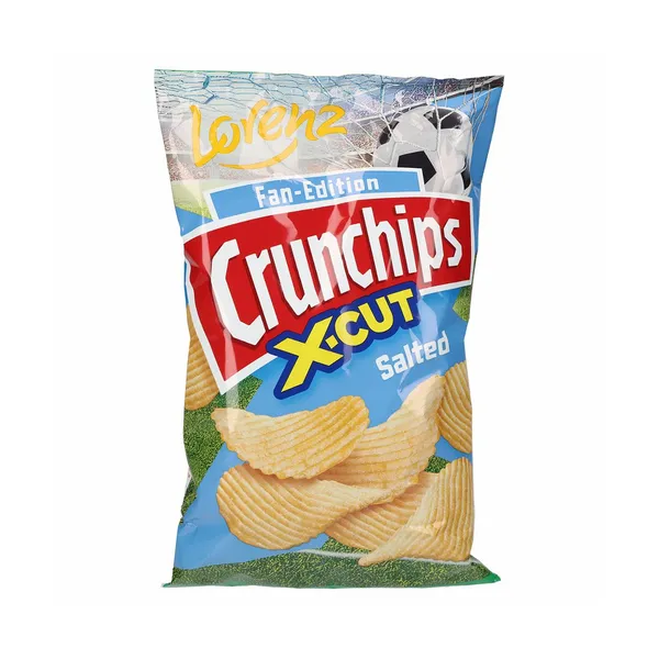 Rebrasti čips s soljo crunchips x-cut, Lorenz, 130 g