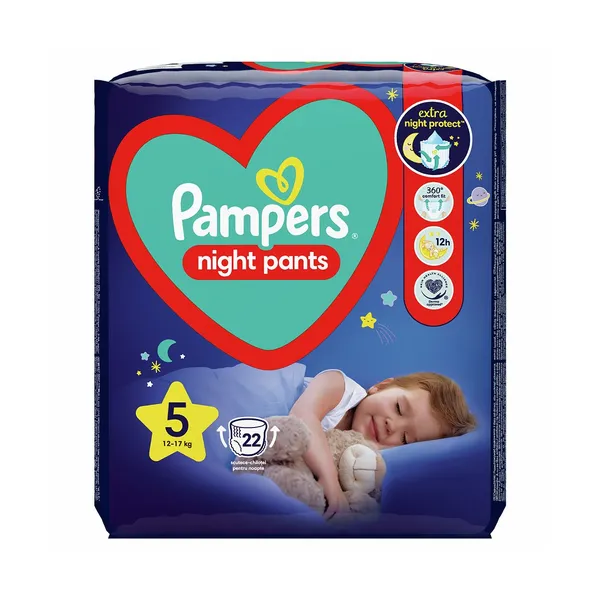 Nočne hlačne plenice št.5 12-17kg, Pampers, 22 kos