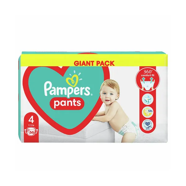 Hlačne plenice maxi št.4 9-15kg, Pampers, 66 kos