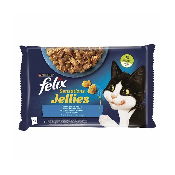 Mokra hrana za mačke ribji izbor, Felix sensations jellies, Felix Purina, 340 g