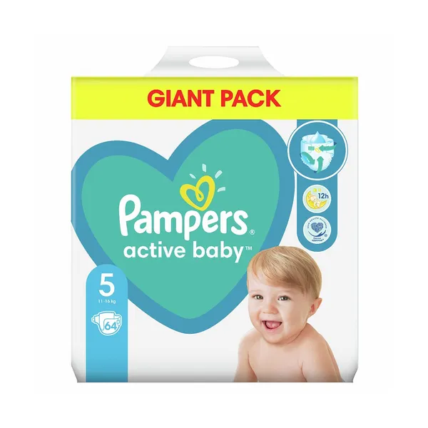 Plenice junior št.5 11-16kg active baby dry, giant pack, Pampers, 64 kos
