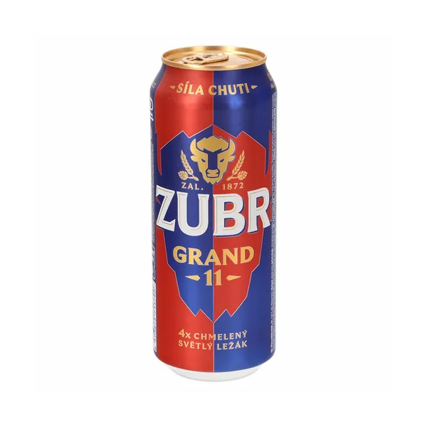 Pivo zubr grand svetli lager 11°, 4,8 % alk., 500 ml