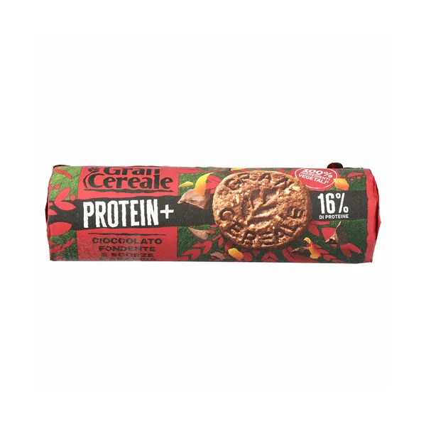 Proteinski polnozrnati piškoti s temno čokolado in pomarančnimi lupinami, Grancereale, 250 g