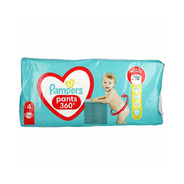 Hlačne plenice maxi št.4 9-15kg, Pampers, 52 kos