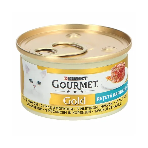 Mokra hrana za mačke s piščancem in korenjem Gourmet Gold, purina, 85 g