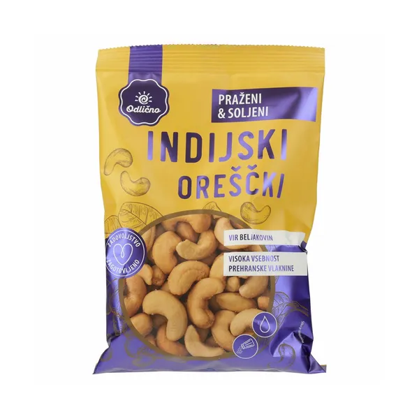 Indijski oreščki praženi in soljeni, Odlično, 125 g