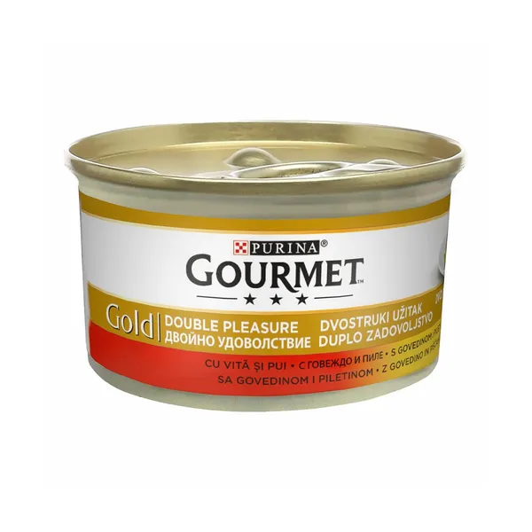 Mokra hrana za mačke govedina in piščanec Gourmet Gold, purina, 85 g