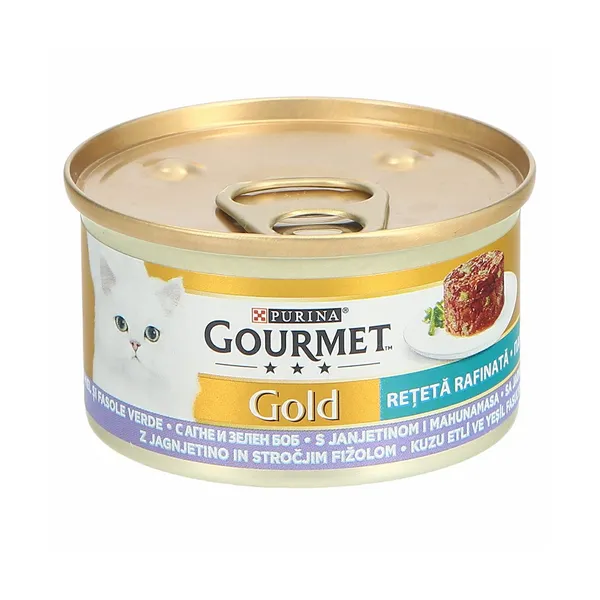 Mokra hrana za mačke z jagnjetino in stročjim fižolom Gourmet Gold, purina, 85 g