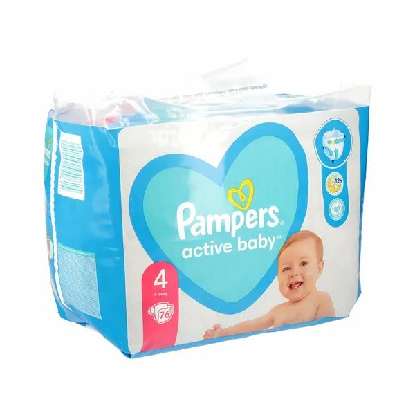 Plenice maxi št.4 9-14kg, active baby dry, giant pack, Pampers, 76 kos