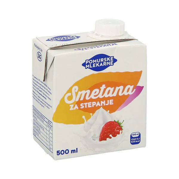 Smetana za stepanje, 33 % m. m., Pomurske Mlekarne, 500 ml