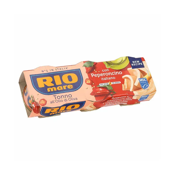 Tunina v oljčnem olju, s pekočo papriko, Rio Mare, 195 g