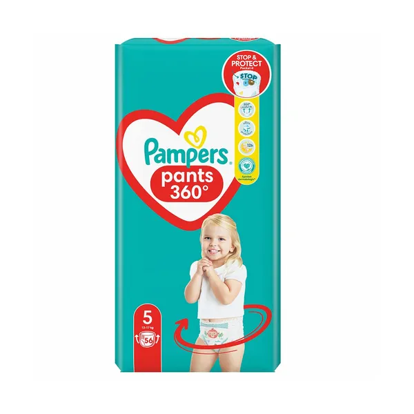 Hlačne plenice maxi št.5 12-17kg, Pampers, 56 kos