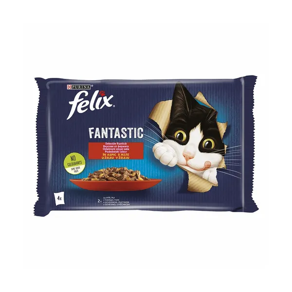 Mokra hrana za mačke podeželski izbor v želeju, Felix fantastic, Felix Purina, 340 g