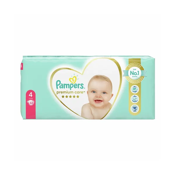 Plenice maxi št.4, 9-14kg, premium care, Pampers, 52 kos