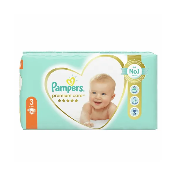 Plenice midi št.3, 6-10kg, premium care, Pampers, 60 kos