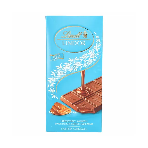 Mlečna čokolada s topljivo sredico iz slane karamele lindor, Lindt, 100 g