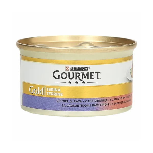 Mokra hrana za mačke jagnje in raca Gourmet Gold, purina, 85 g