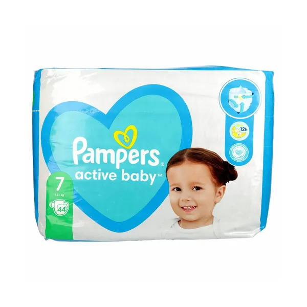 Plenice xxl št.7 15+kg, active baby, jumbo pack, Pampers, 44 kos