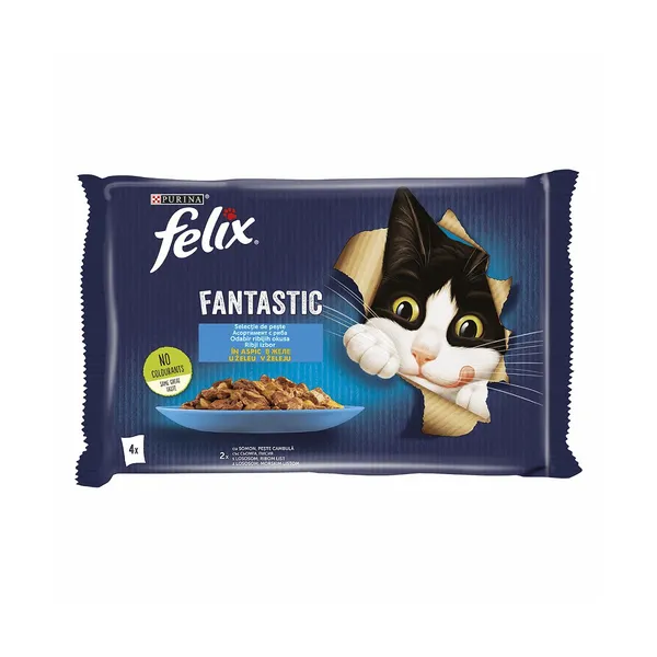 Mokra hrana za mačke ribji izbor v želeju, Felix fantastic, Felix Purina, 340 g