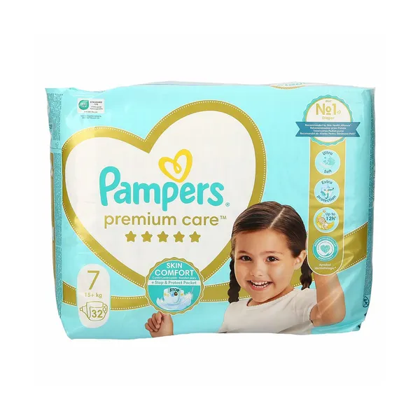 Plenice xl št.7, +15kg, premium care, Pampers, 32 kos