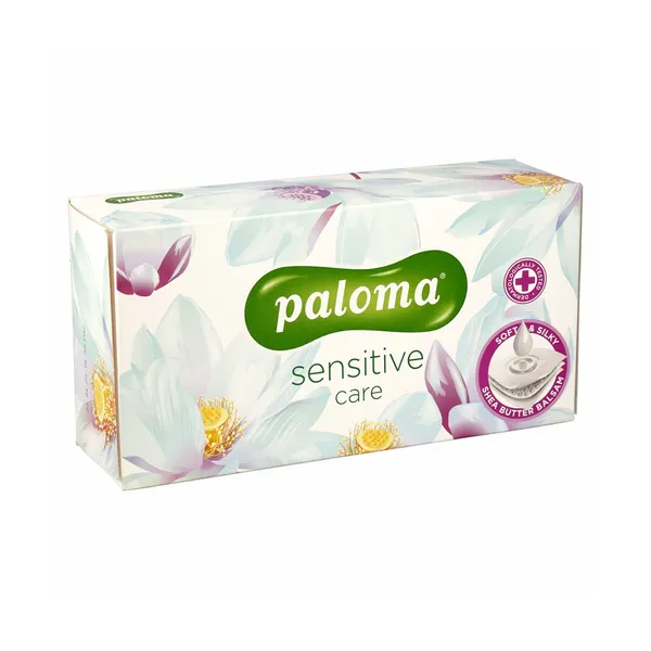 Papirnati robčki 3-slojni kozmetični, shea butter balsam, sensitive care, Paloma, 80 kos