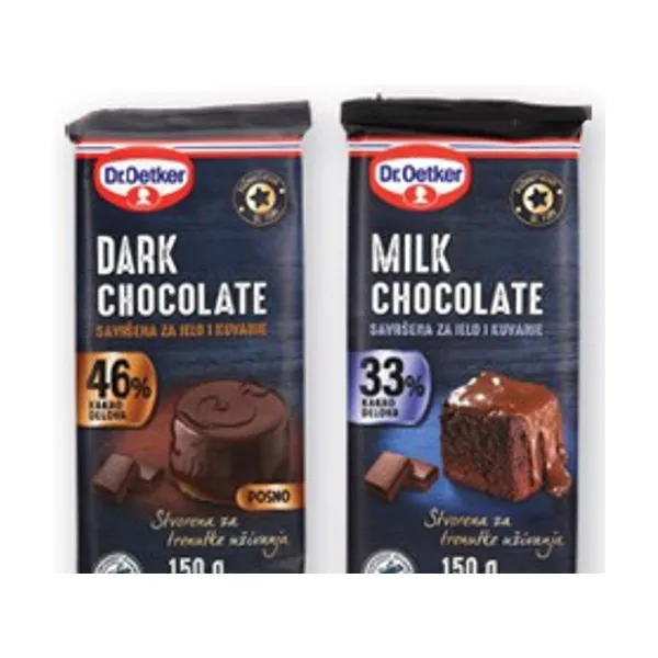 Temna ali mlečna čokolada, Dr. Oetker, 150 g
