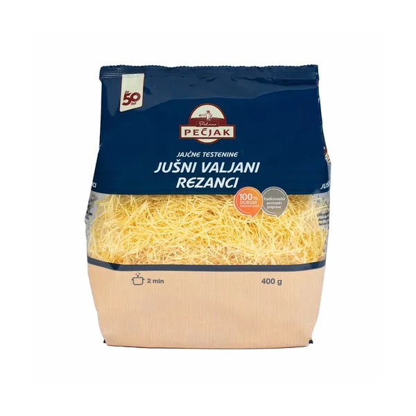Jajčne testenine jušni valjani rezanci, Pekarna Pečjak, 400 g