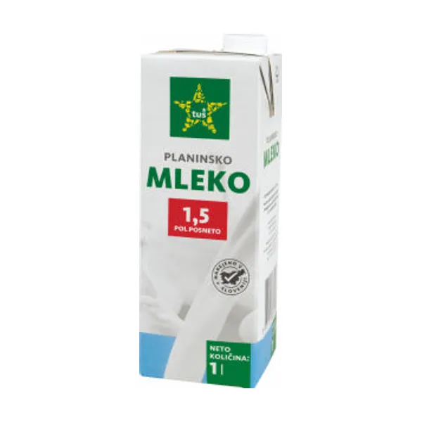Mleko Tuš Planinsko, 1,5% m.m., 1 l