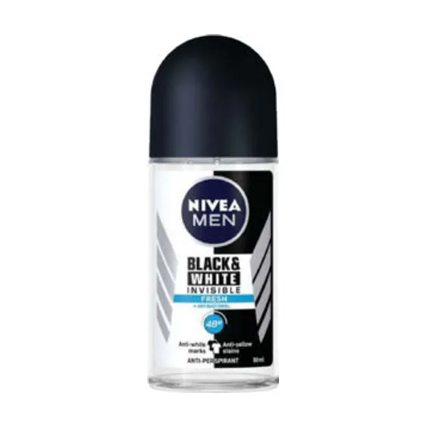 Dezodorant roll-on Black & White Invisible Fresh, 50 ml, Nivea