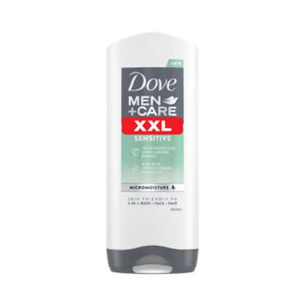 Gel za prhanje Dove Men, Sensitive 3 v 1, 400 ml