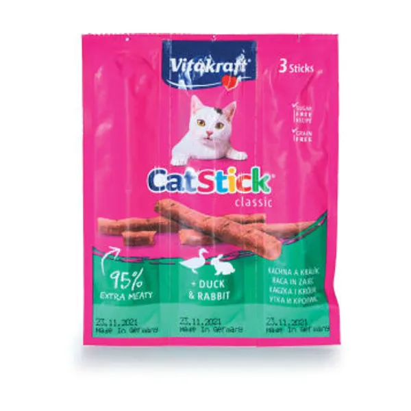 Palčke za mačke Vitakraft, raca, kunec, 18 g