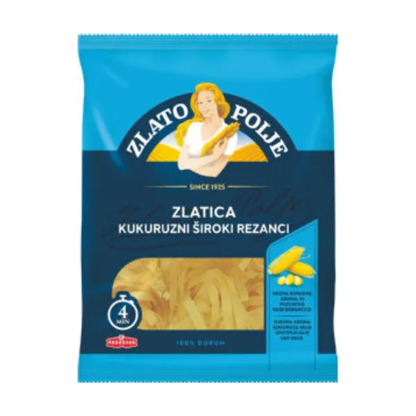Rezanci Zlato polje, zlatica, koruzni široki, 400 g