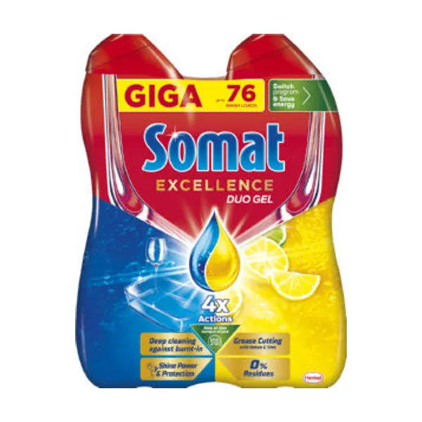 Gel Somat Duo, Lemon, 76 pranj, 2 x 684 ml