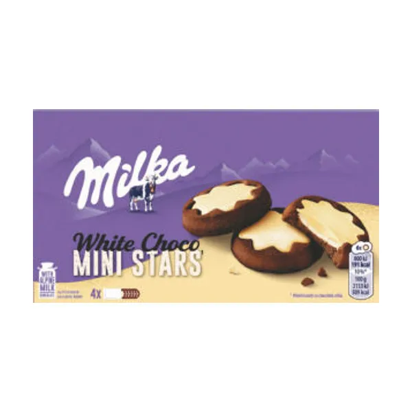 Keksi Milka, White Choco Mini Stars, 150 g