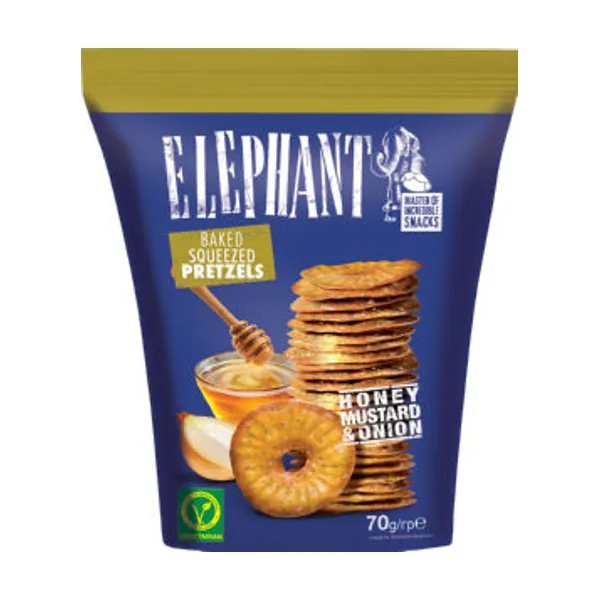 Prestice Elephant, slane z medom, gorčico in čebulo, 70 g