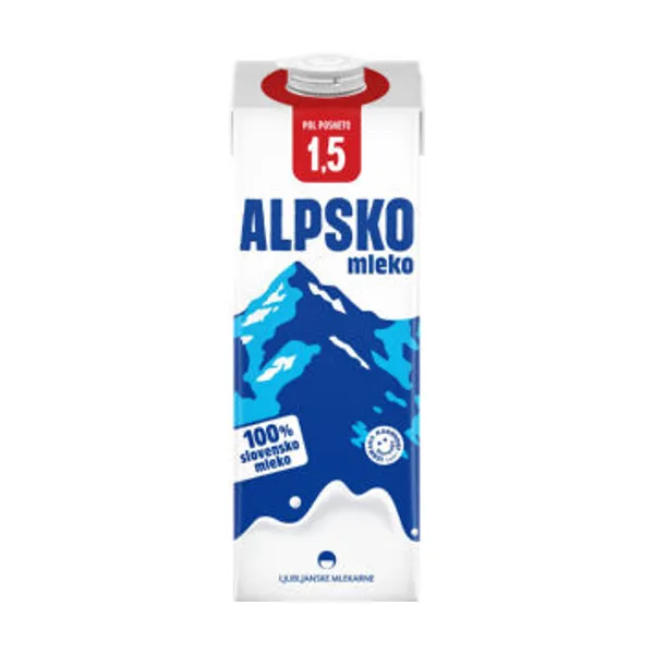 Alpsko mleko, pol posneto, 1.5 % m.m., 1 l