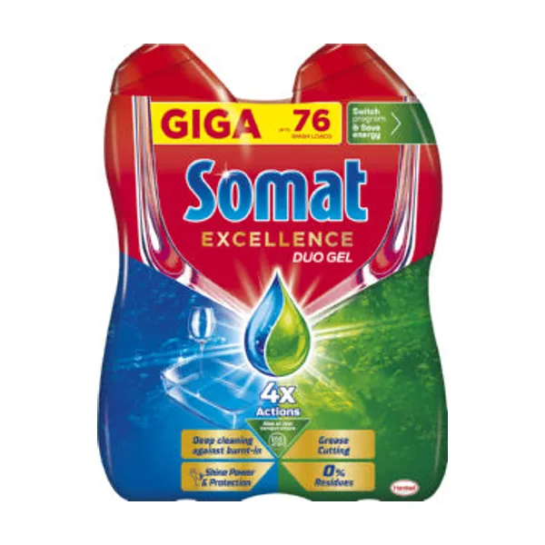 Gel Somat Duo, Grease Cutting, 76 pranj, 2 x 684 ml