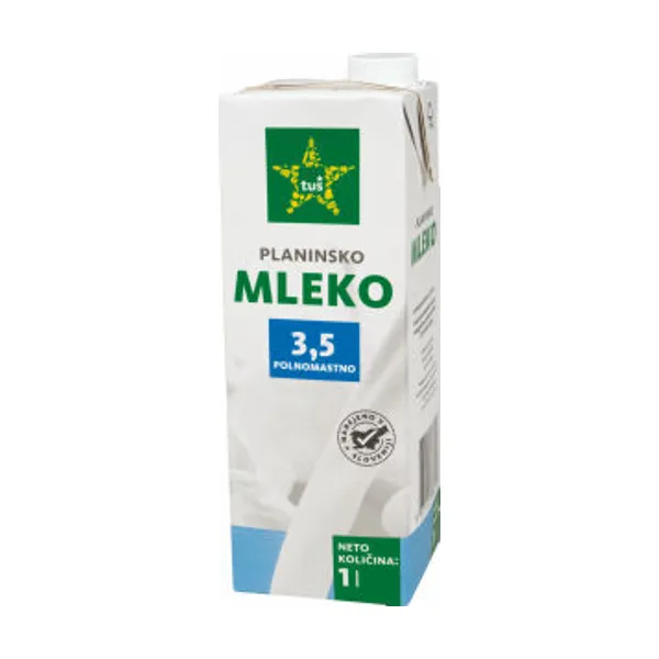 Planinsko mleko Tuš, 3,5 % m. m., 1 l