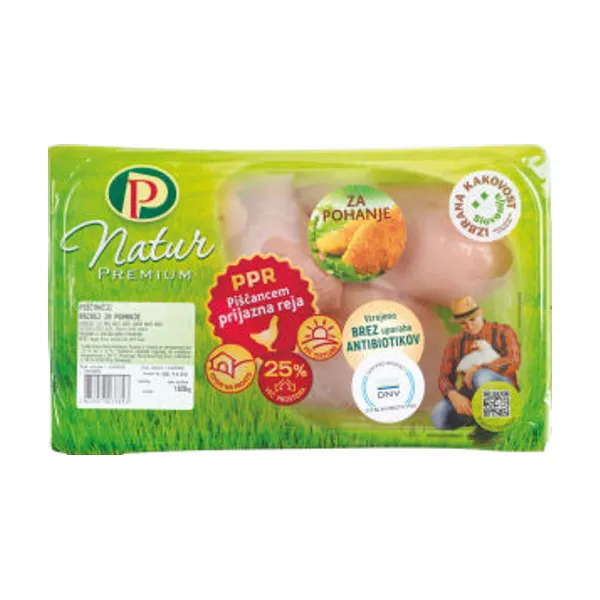 Piščanec Premium IK, rezan, za pohanje, 1 kg