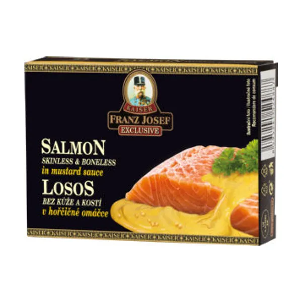 Losos Franz Josef, brez kosti in kože, v gorčični omaki, 110 g