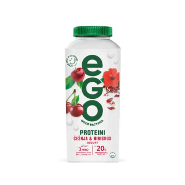 Jogurt proteini EGO, brez laktoze, češnja, hibiskus, 330 g