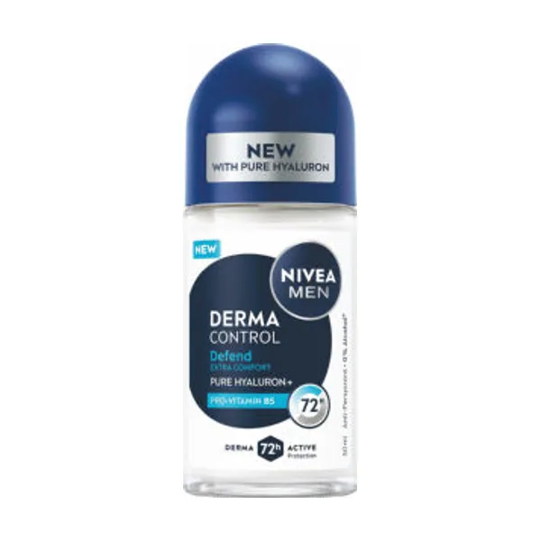 Dezodorant Nivea Men, roll-on, Derma Control, Defend Extra Comfort, 50 ml