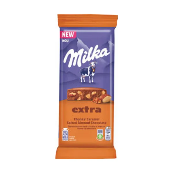 Čokolada mlečna Milka, extra Chunky Caramel, 190 g