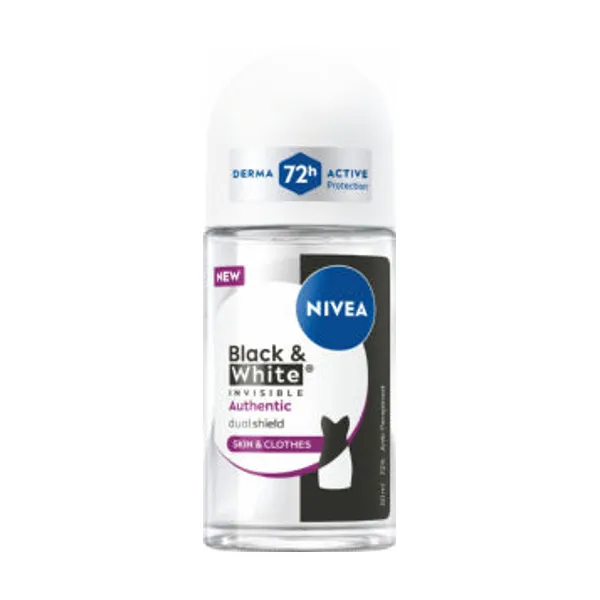 Antiperspirant Nivea, roll-up, Black & White Authentic, ženki, 50 ml