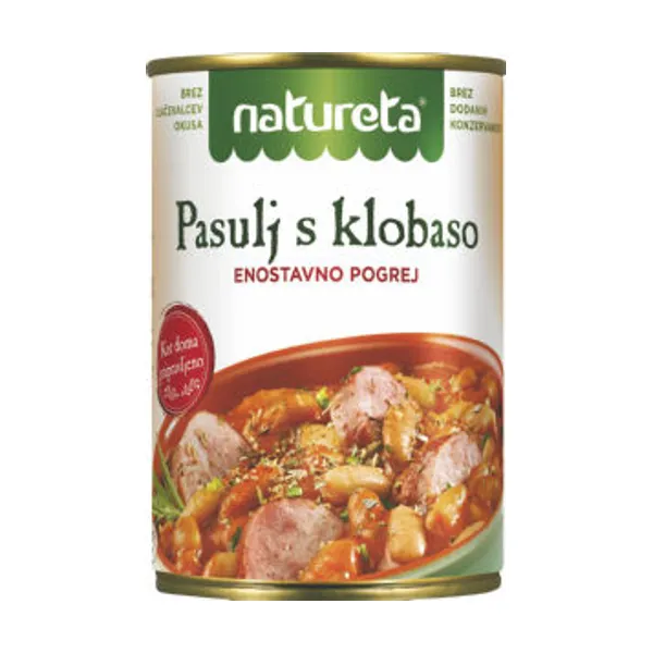 Pasulj Natureta, s klobaso, 415 g
