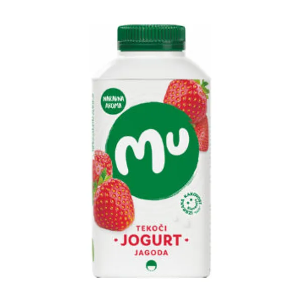Tekoči jogurt MU, jagoda, lahki, Ljubljanske mlekarne, 500 g